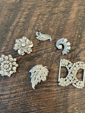 Six Rhinestone Pieces Art Deco